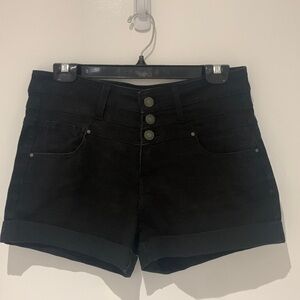 Black denim shorts